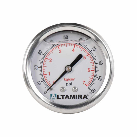 MANOMETRO GLICERINA ALTAMIRA 0-100 PSI CONEXION TRASERA