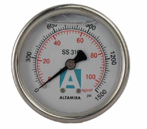 MANOMETRO GLICERINA ALTAMIRA 0-1500 PSI CONEXION TRASERA