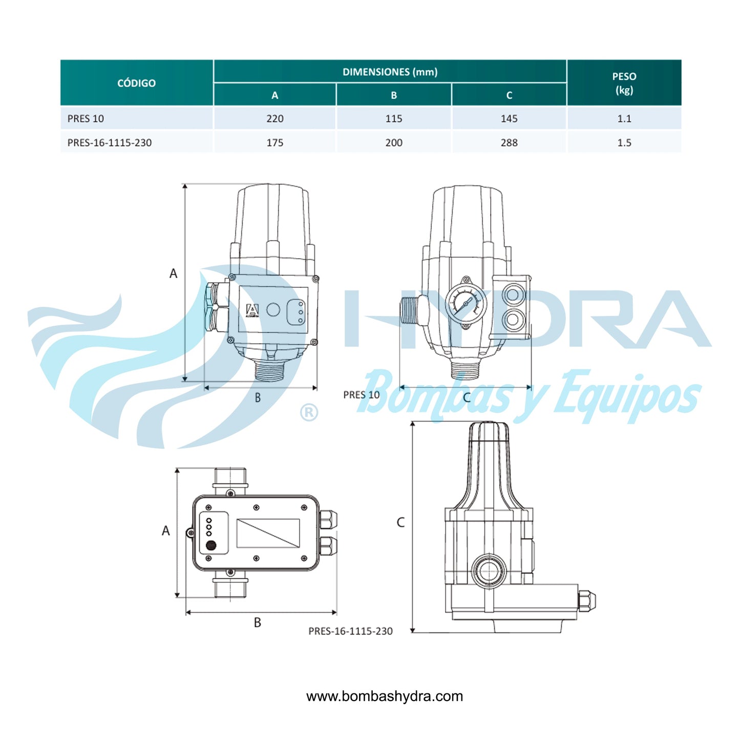 CONTROL AUTOMATICO DE PRESION ALTAMIRA 127V 10 AMP
