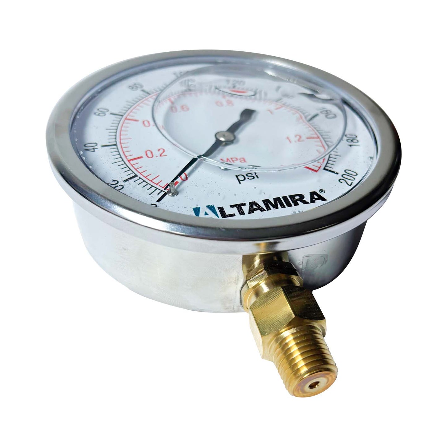 MANOMETRO GLICERINA ALTAMIRA 0-200 PSI CONEXION BASE
