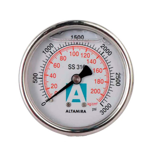 MANOMETRO GLICERINA ALTAMIRA 0-3000 PSI CONEXION TRASERA