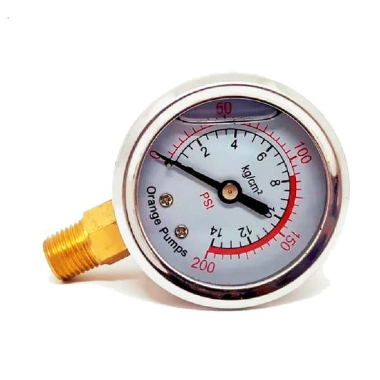 MANOMETRO C/GLICERINA PUMPS F&Q 0-200 PSI CONEXION EN BASE