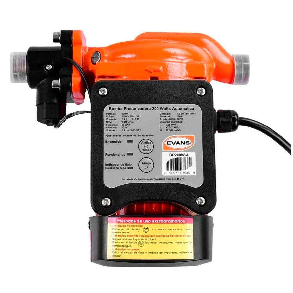 BOMBA PRESURIZADORA DE PASO EVANS 3 SERVICIOS 110V
