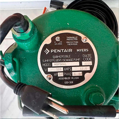 BOMBA SUMERGIBLE P/AGUAS RESIDUALES MYERS 0.5HP 115V
