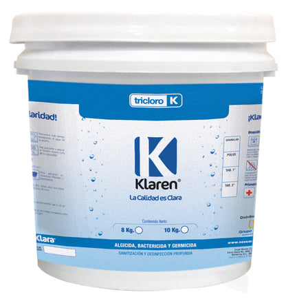 CUBETA TRICLORO TABLETA 3" KLAREN 8 KILOS