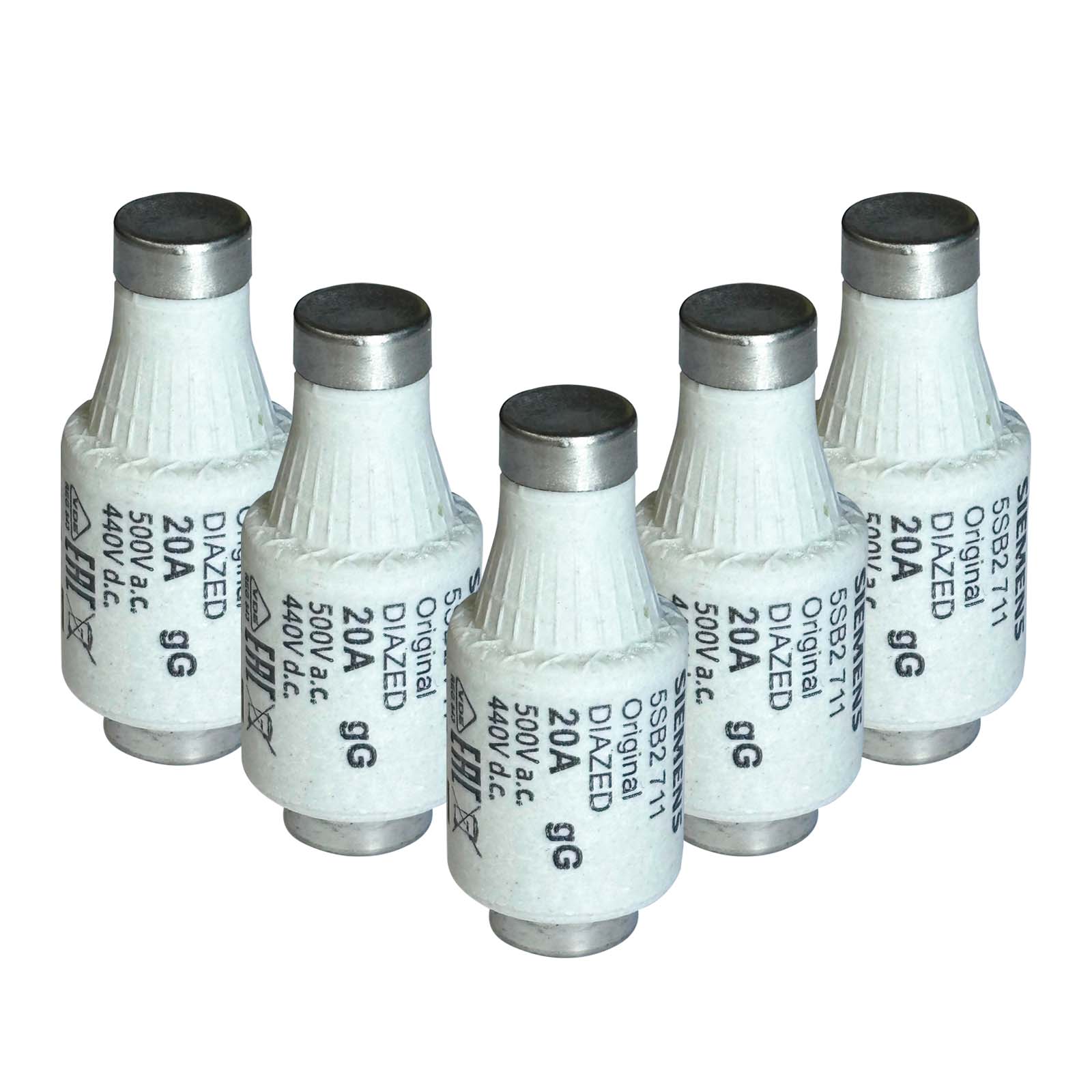 FUSIBLE SIEMENS 20A 500V PAQUETE 5 PIEZAS
