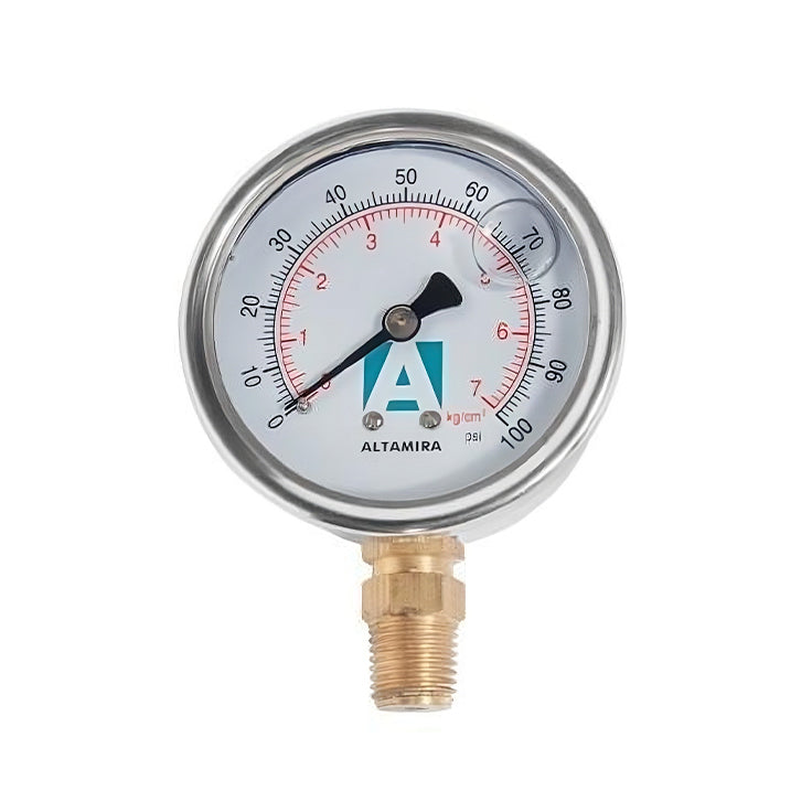 MANOMETRO GLICERINA ALTAMIRA 0-100 PSI CONEXION BASE