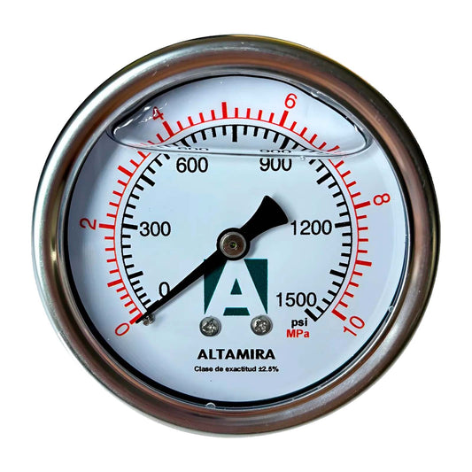 MANOMETRO GLICERINA ALTAMIRA 0-1500 PSI CONEXION TRASERA
