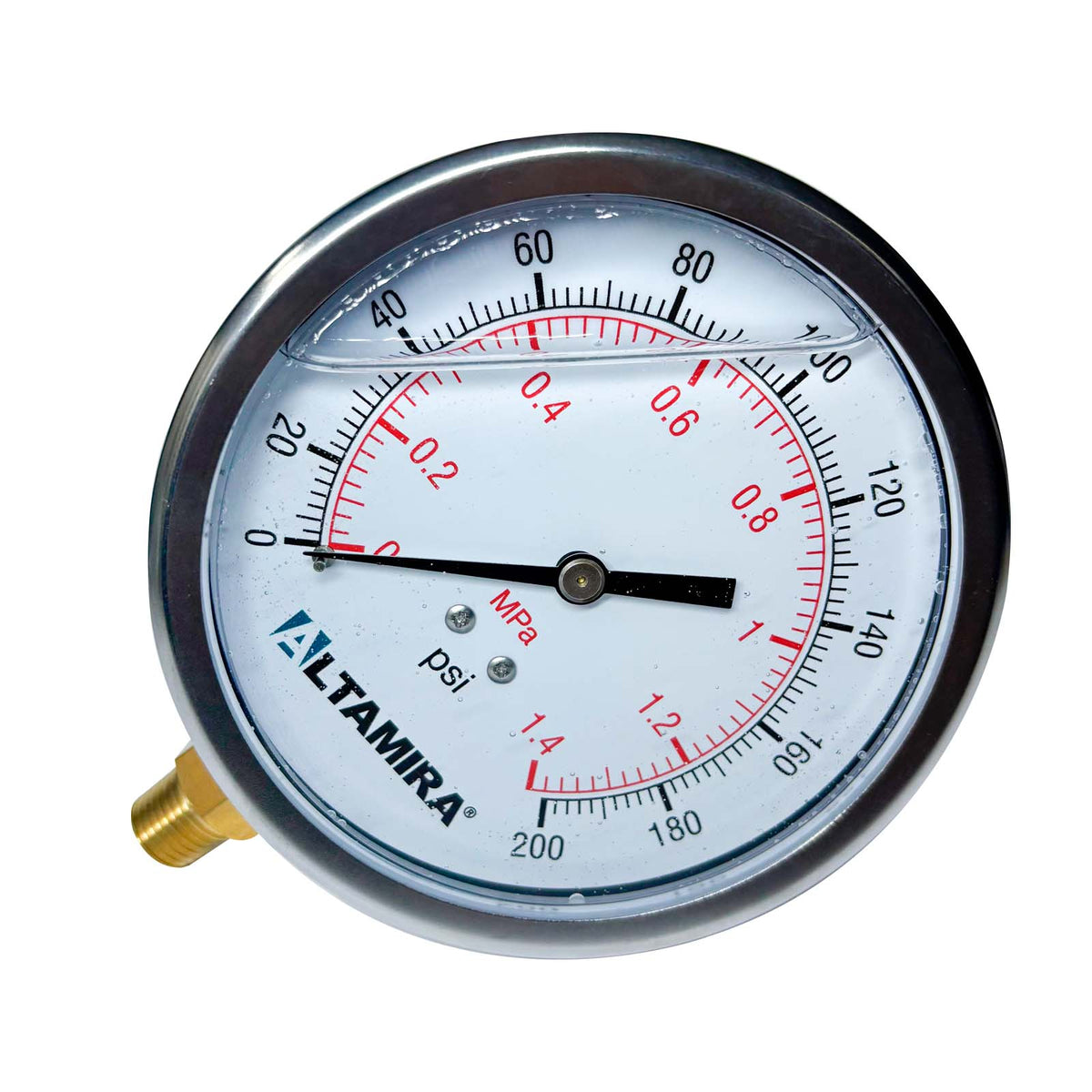 MANOMETRO GLICERINA ALTAMIRA 0-200 PSI CONEXION BASE
