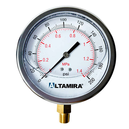MANOMETRO GLICERINA ALTAMIRA 0-200 PSI CONEXION BASE
