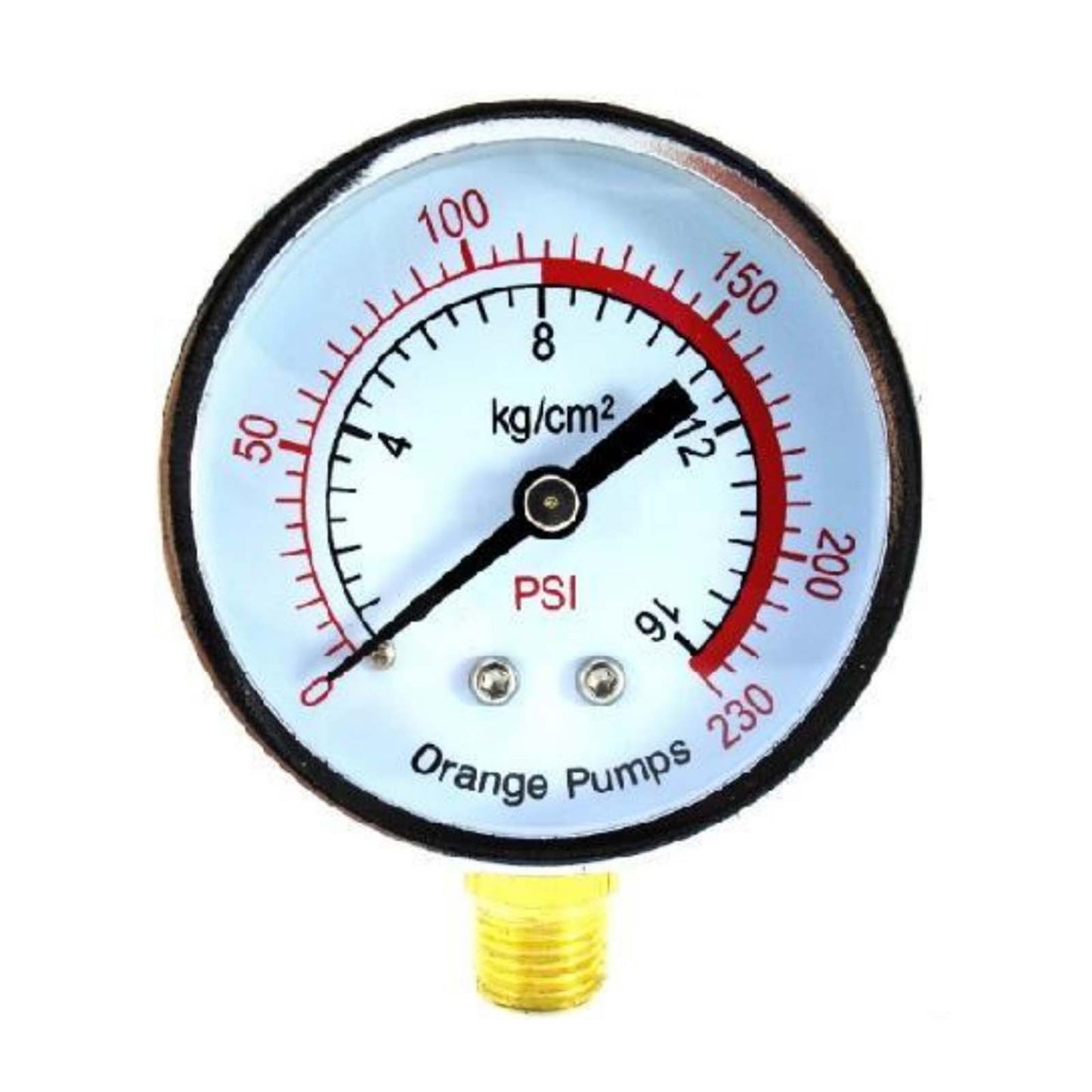 MANOMETRO  SECO ORANGE PUMPS 0-180PSI CONEXION EN BASE