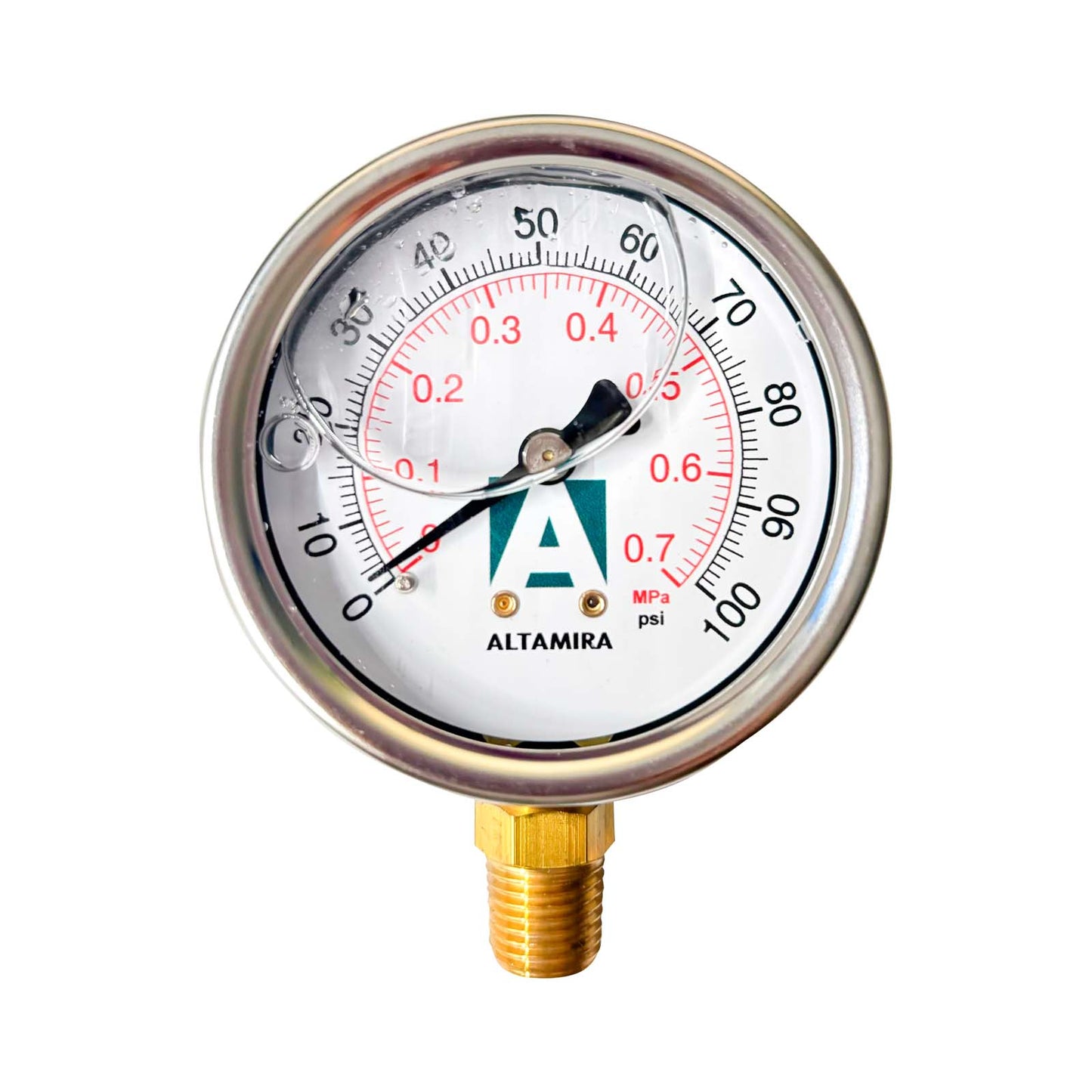 MANOMETRO GLICERINA ALTAMIRA 0-100 PSI CONEXION BASE