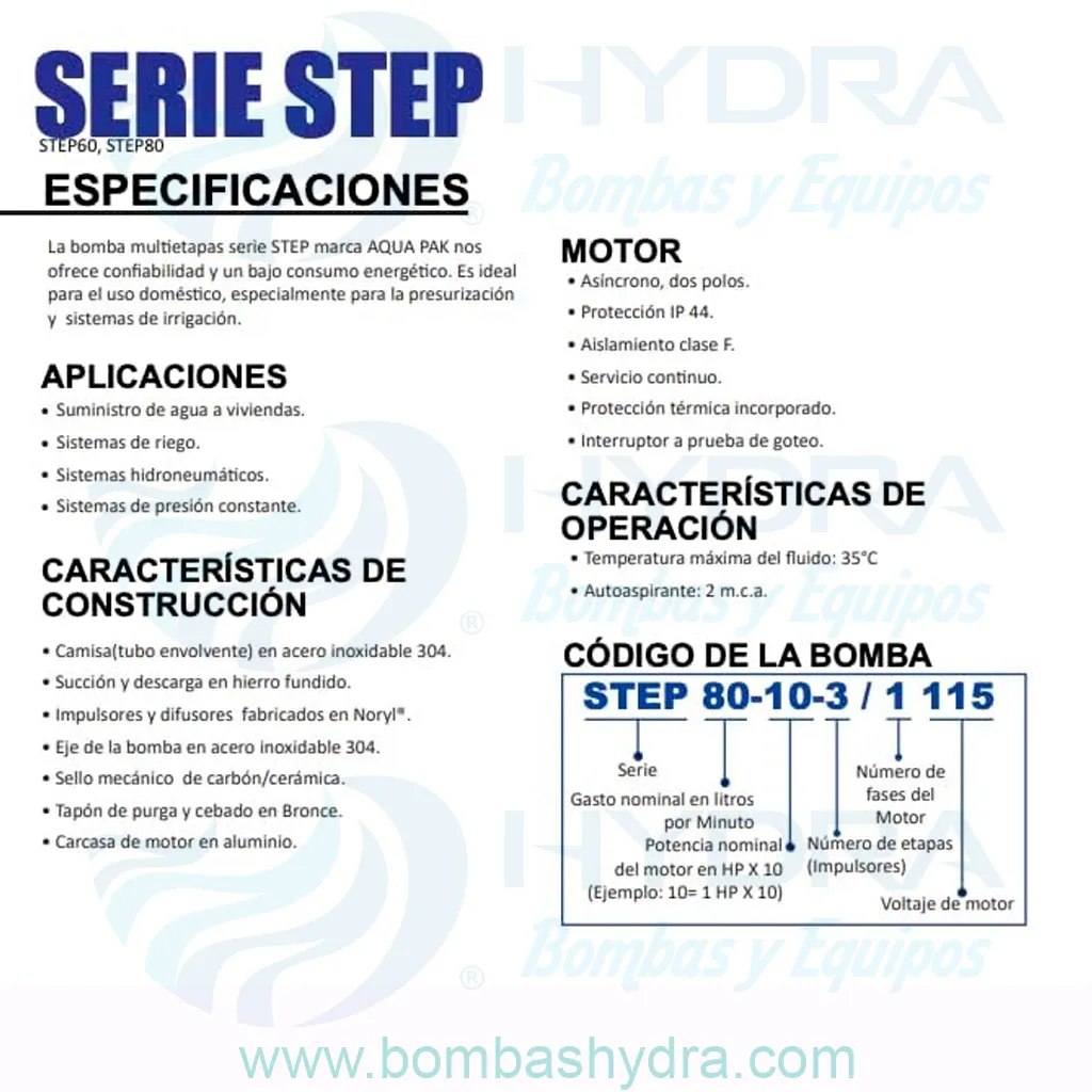 BOMBA CENTRIFUGA MULTIETAPAS HORIZONTAL AQAPAK FICHA BOMBA CENTRIFUGA MULTIETAPAS HORIZONTAL AQAPAK FICHA
