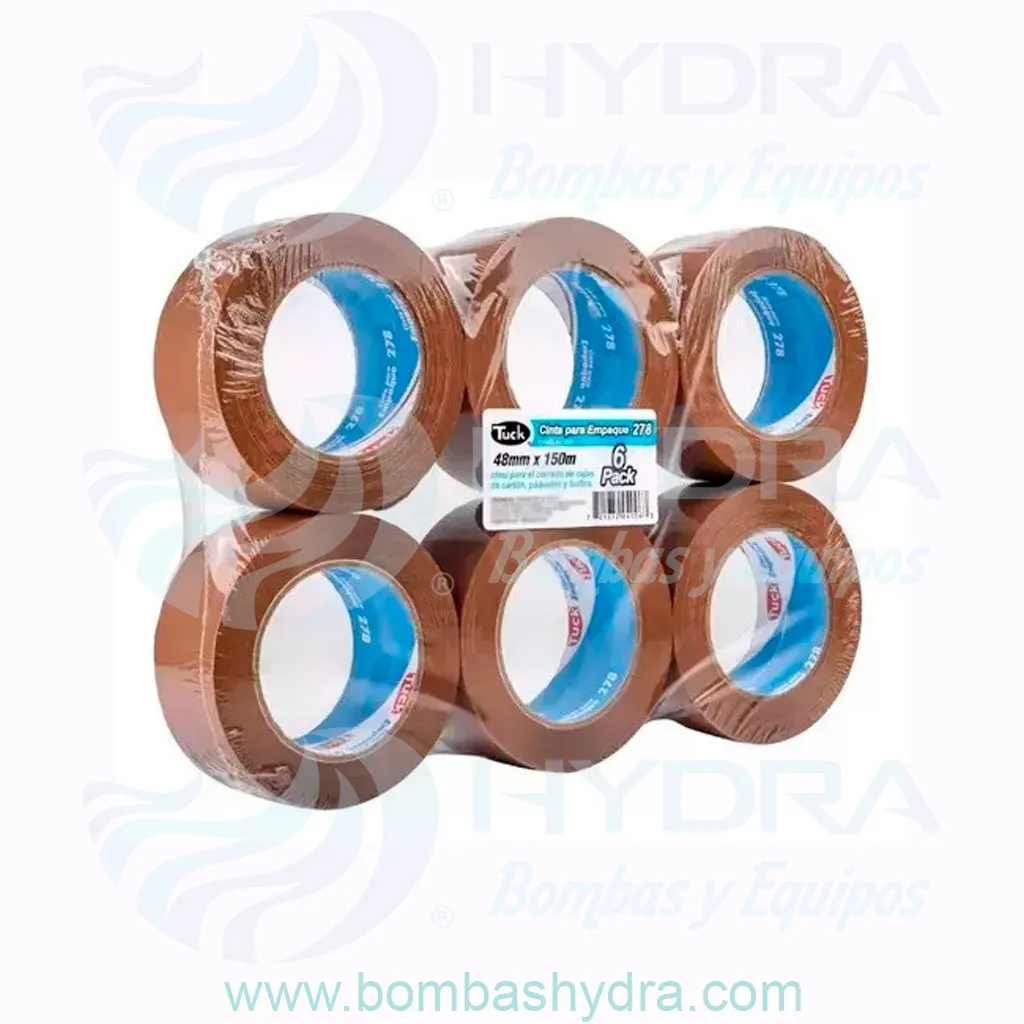 CHAROLA 6 PZS CINTAS CANELA ADHESIVO ACRÍLICO PARA EMPAQUE 48MM X 150MTS
