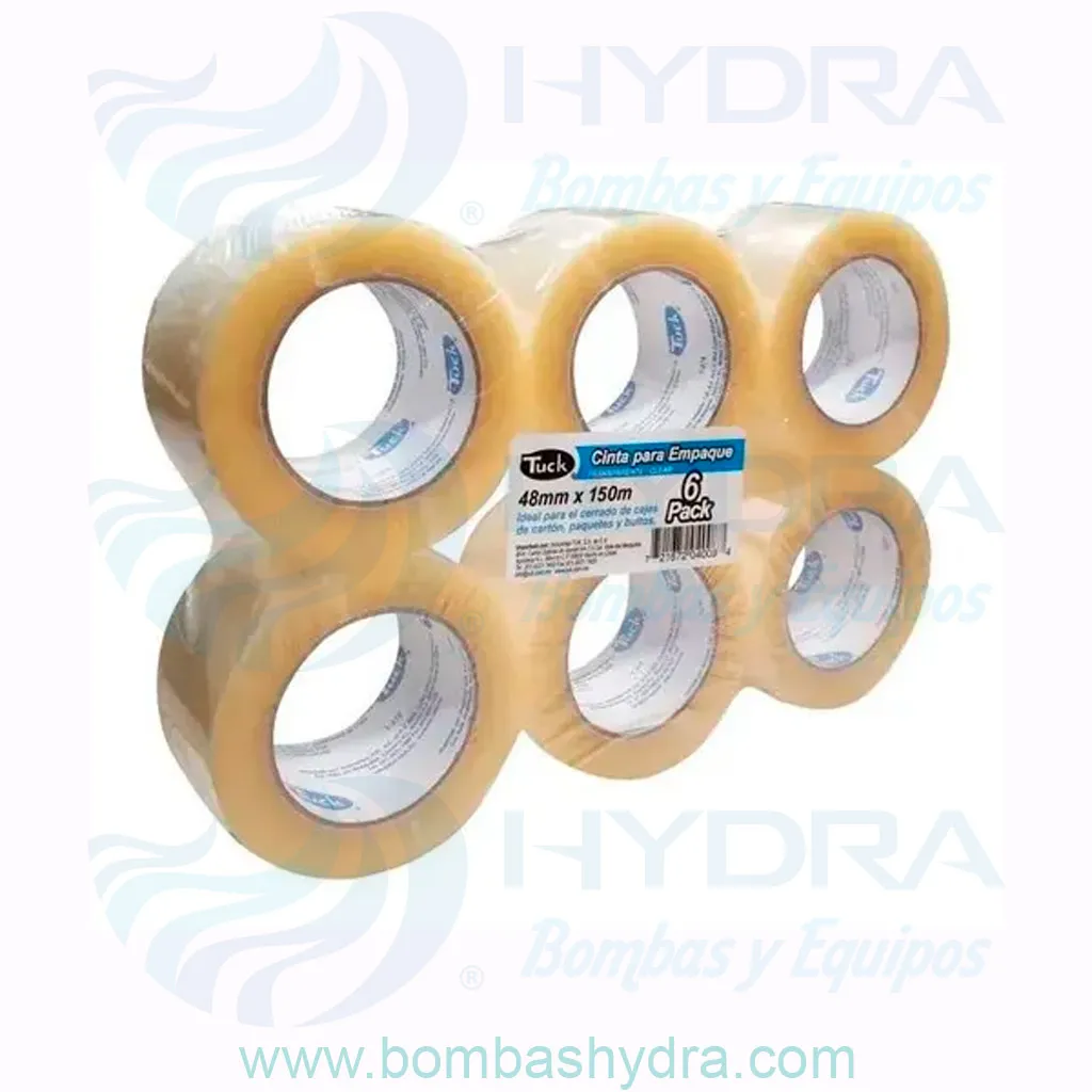 CHAROLA 6 PZS CINTAS TRANSPARENTE ADHESIVO ACRÍLICO USO COMERCIAL 48MM X 150MTS