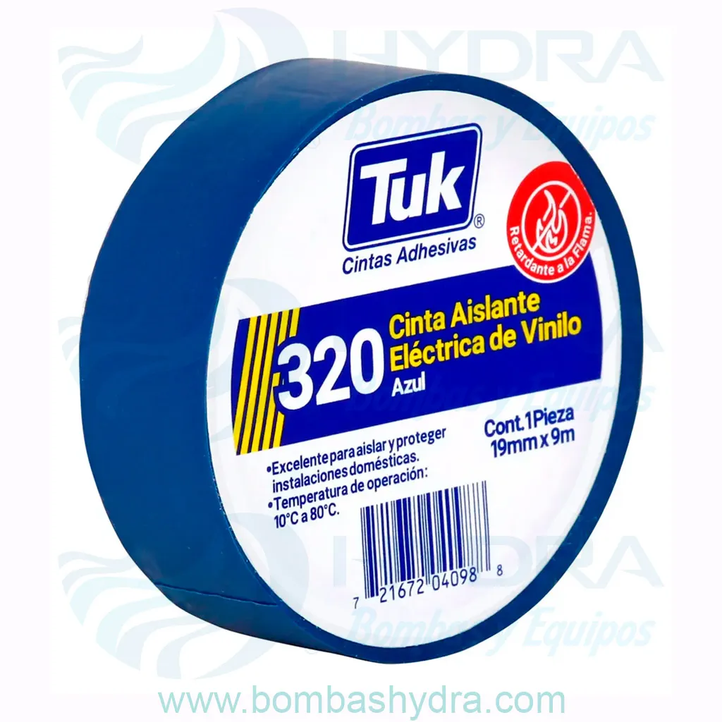CINTA ADHESIVA AISLANTE ELÉCTRICA 19MM X 9MTS VINIL AZUL