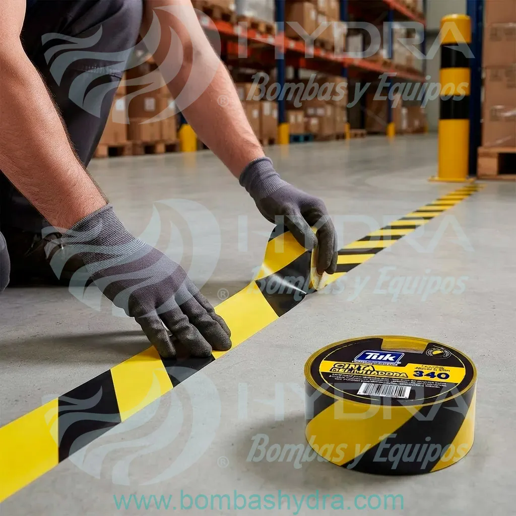CINTA ADHESIVA DELIMITANTE PERIMETRAL AMARILLONEGRO 48MM X 33MTS USO
