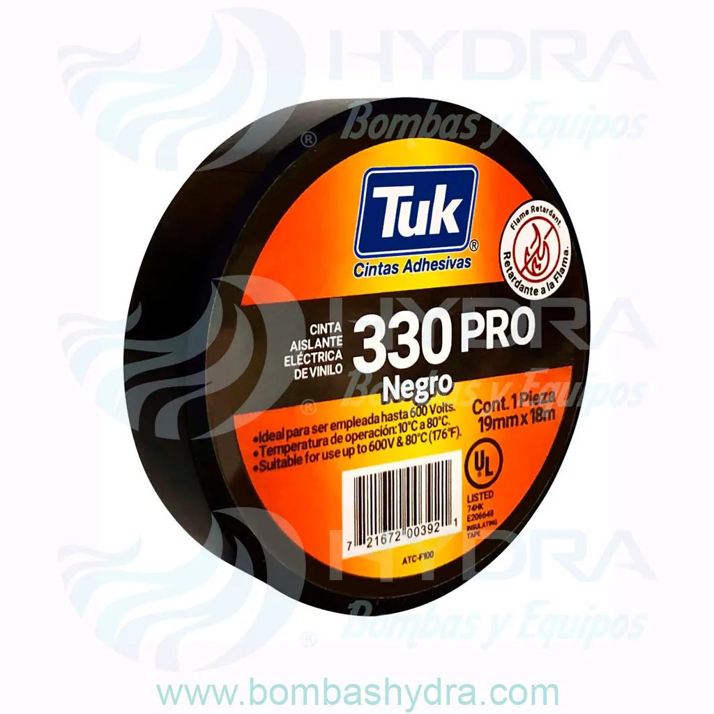 CINTA AISLANTE PROFESIONAL ELÉCTRICA DE VINILO NEGRA 19MMX18MTS