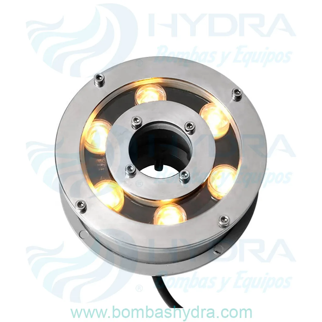 LAMPARA LED TIPO DONA SUMERGIBLE 6W 12V BLANCO CALIDO 2 HILOS ENCENDIDA